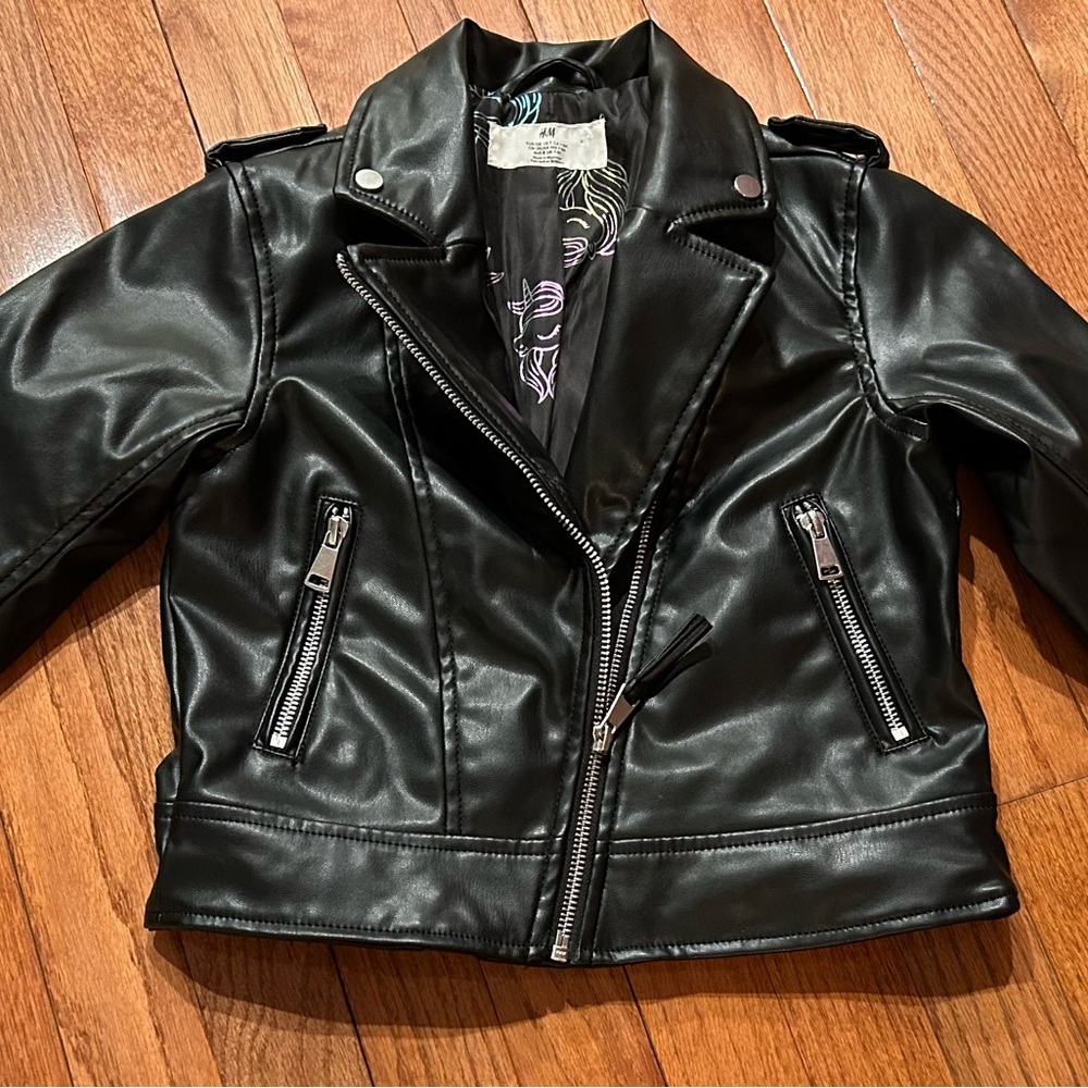 H&M Girls Faux Leather Jacket, Size 7